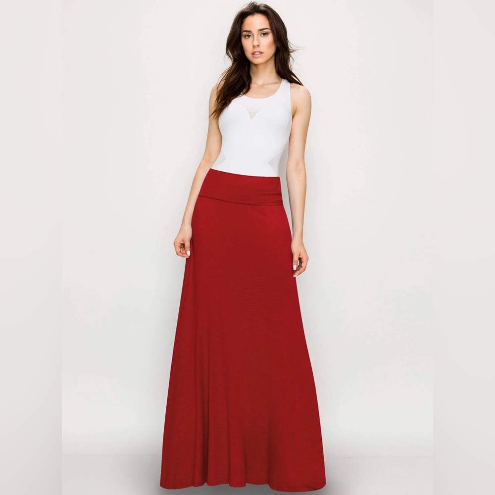 THX Foldable High Waist Regular and Plus Size Maxi Skirts by Thanx Collection